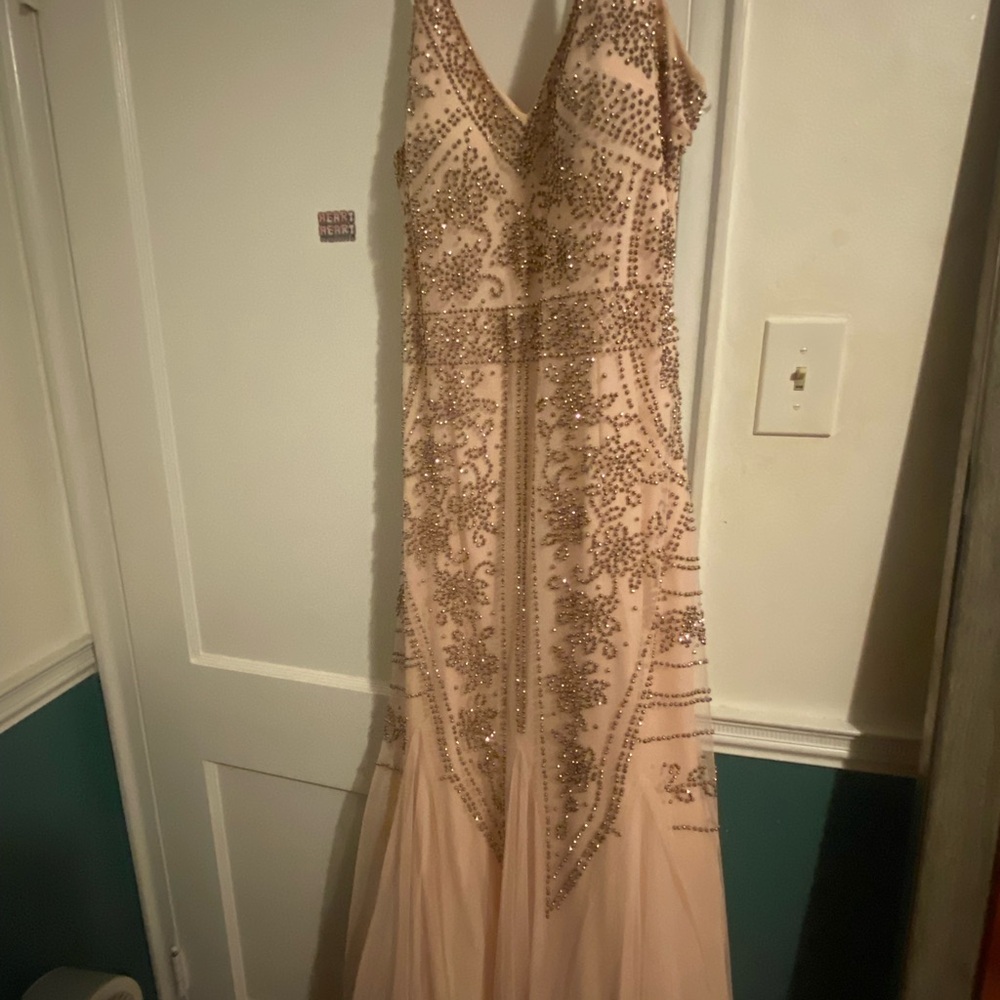 Xscape Gold Sequin Sleeveless V-Neck Gown